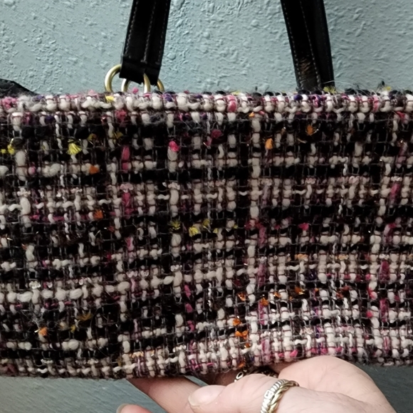 Coach Plaid Wool with Black Patent Leather Trim - Picture 8 of 14